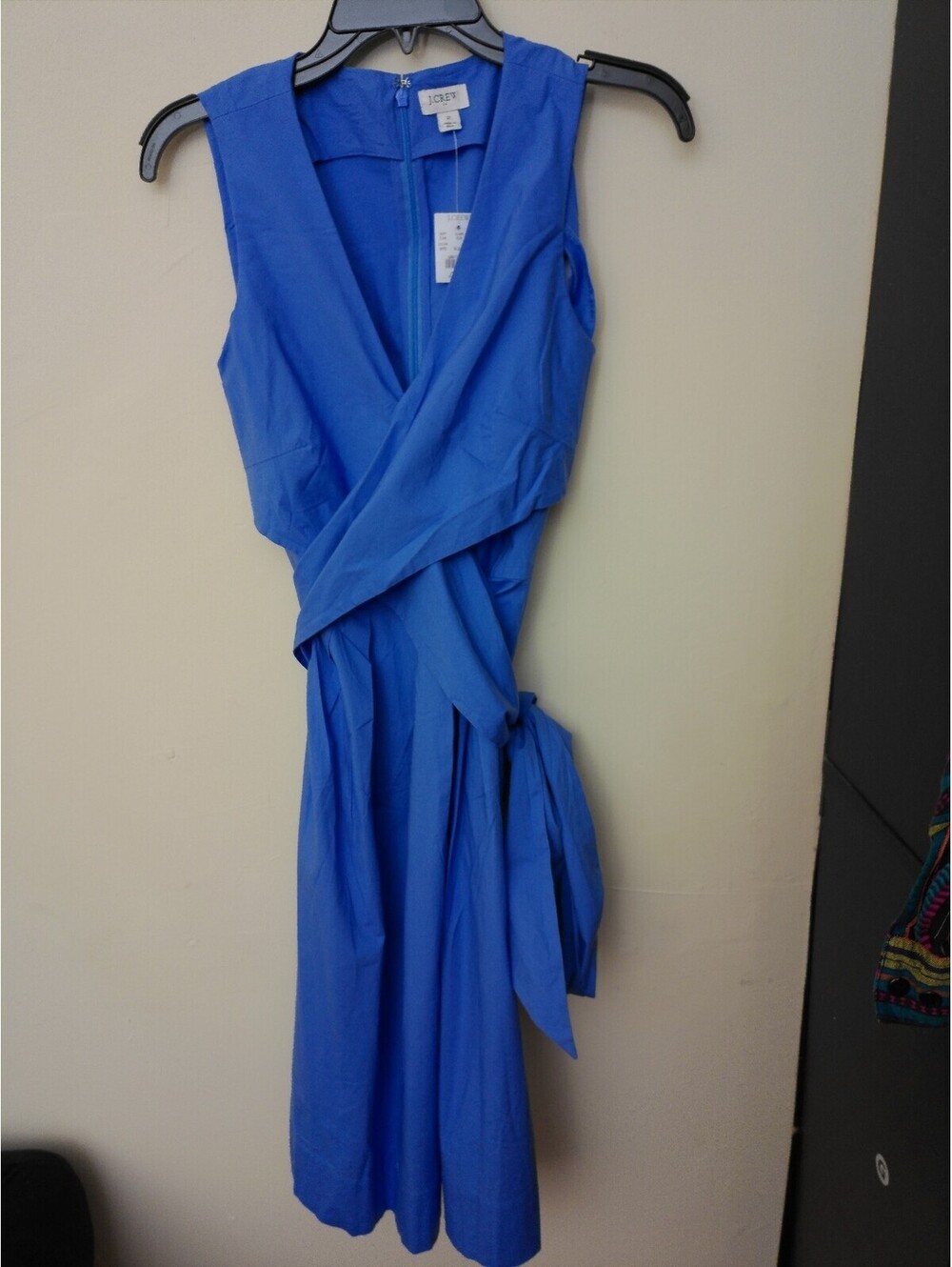 NWT J.Crew Womens Sleeveless Wrap Dress Size 2 Blue V-Neck Tie‎ Waist A-Line